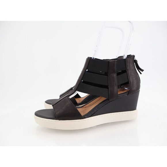 Sofft Womens Sosie Sandals Womens 11 Black Leather Wedge Platform Gladiator - Picture 3 of 13